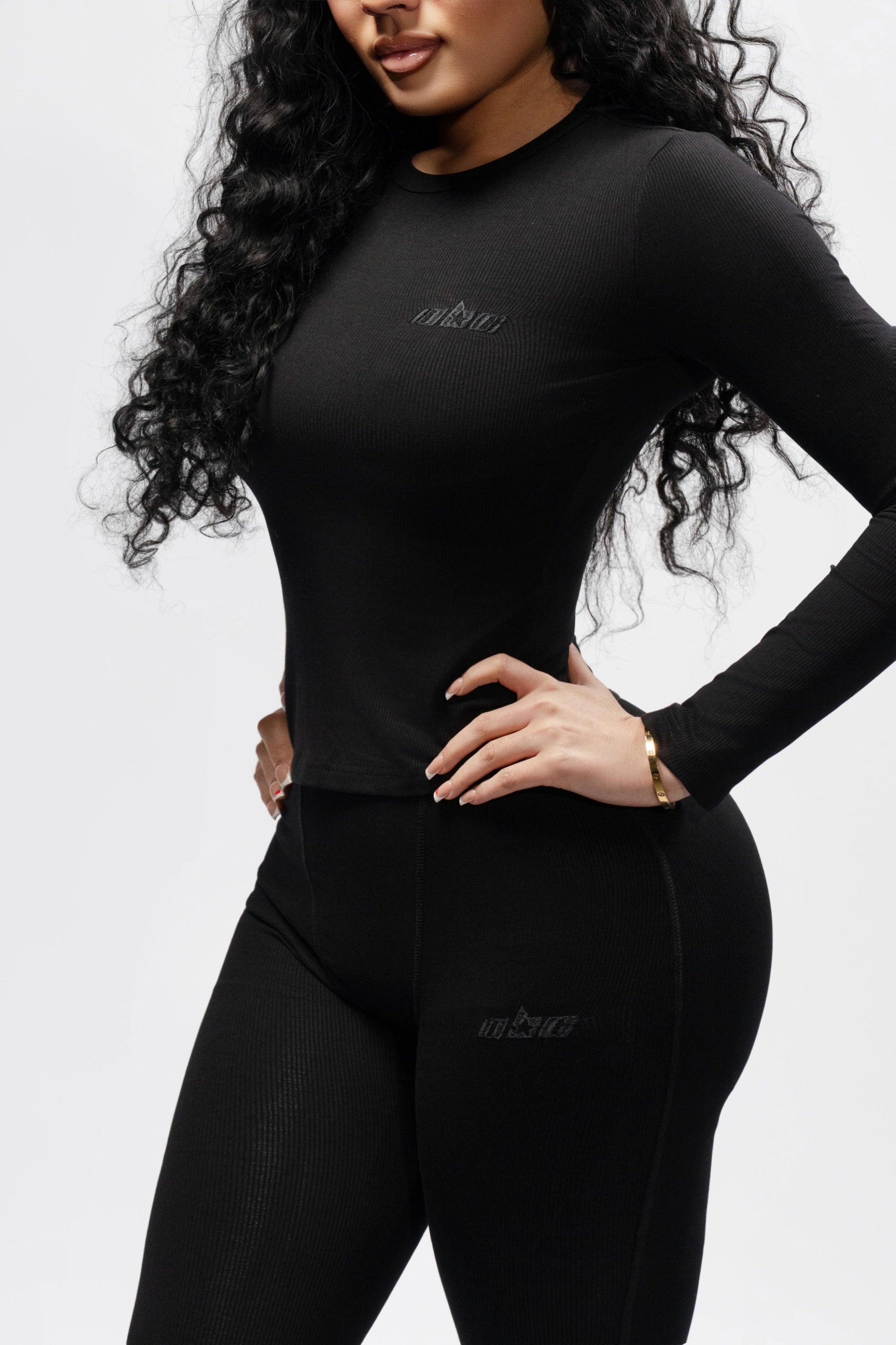 Baddie Ribbed Basics Black Top