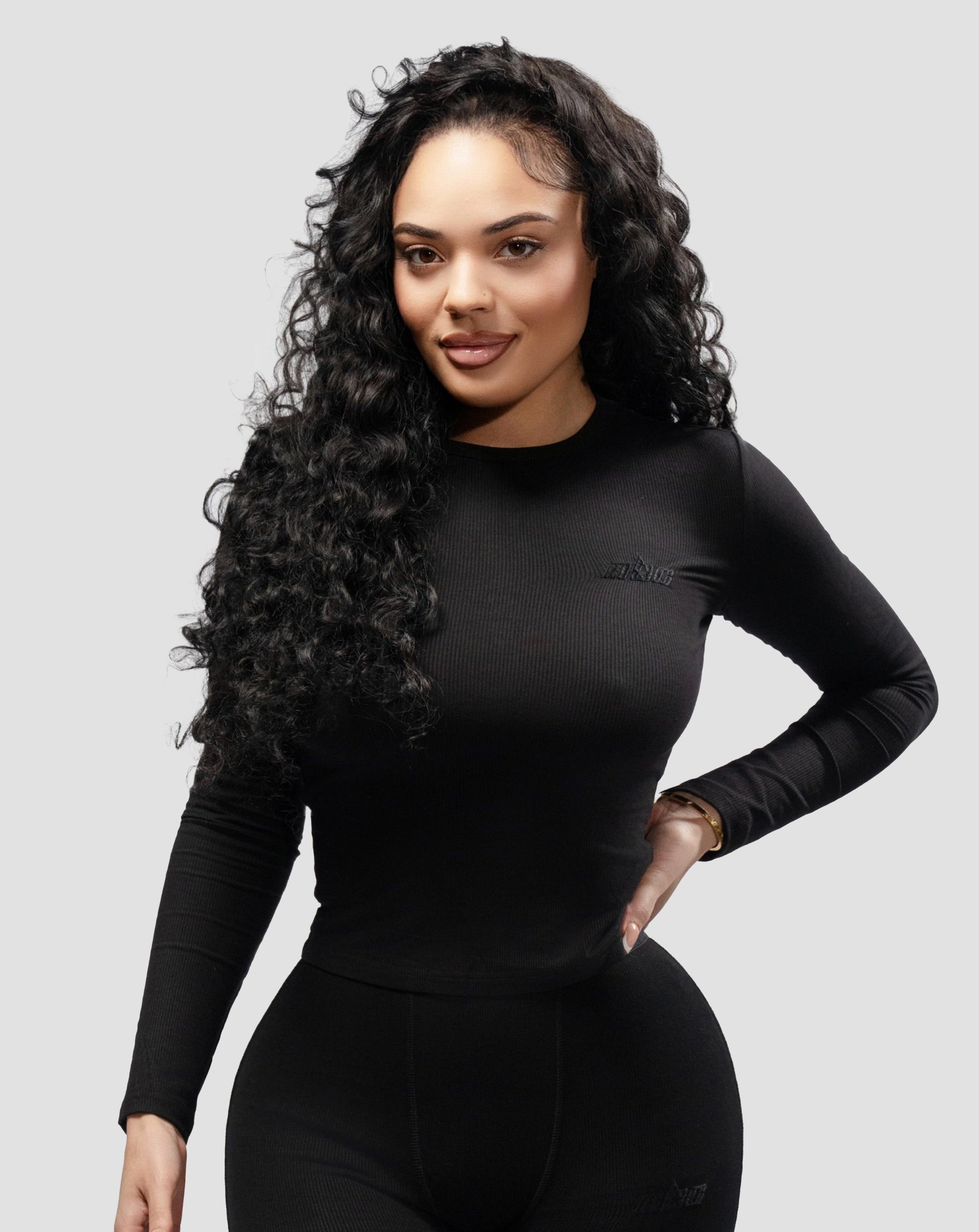 Baddie Ribbed Basics Black Top