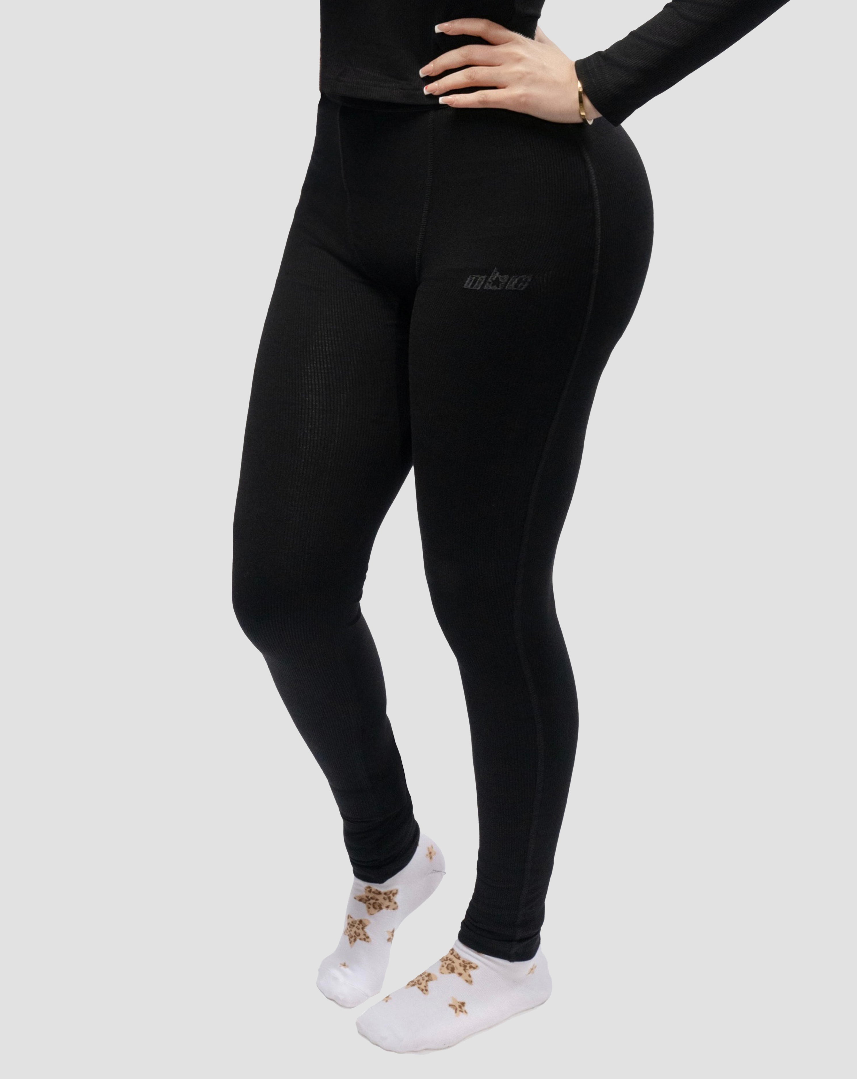 Baddie Ribbed Basics Black Pants