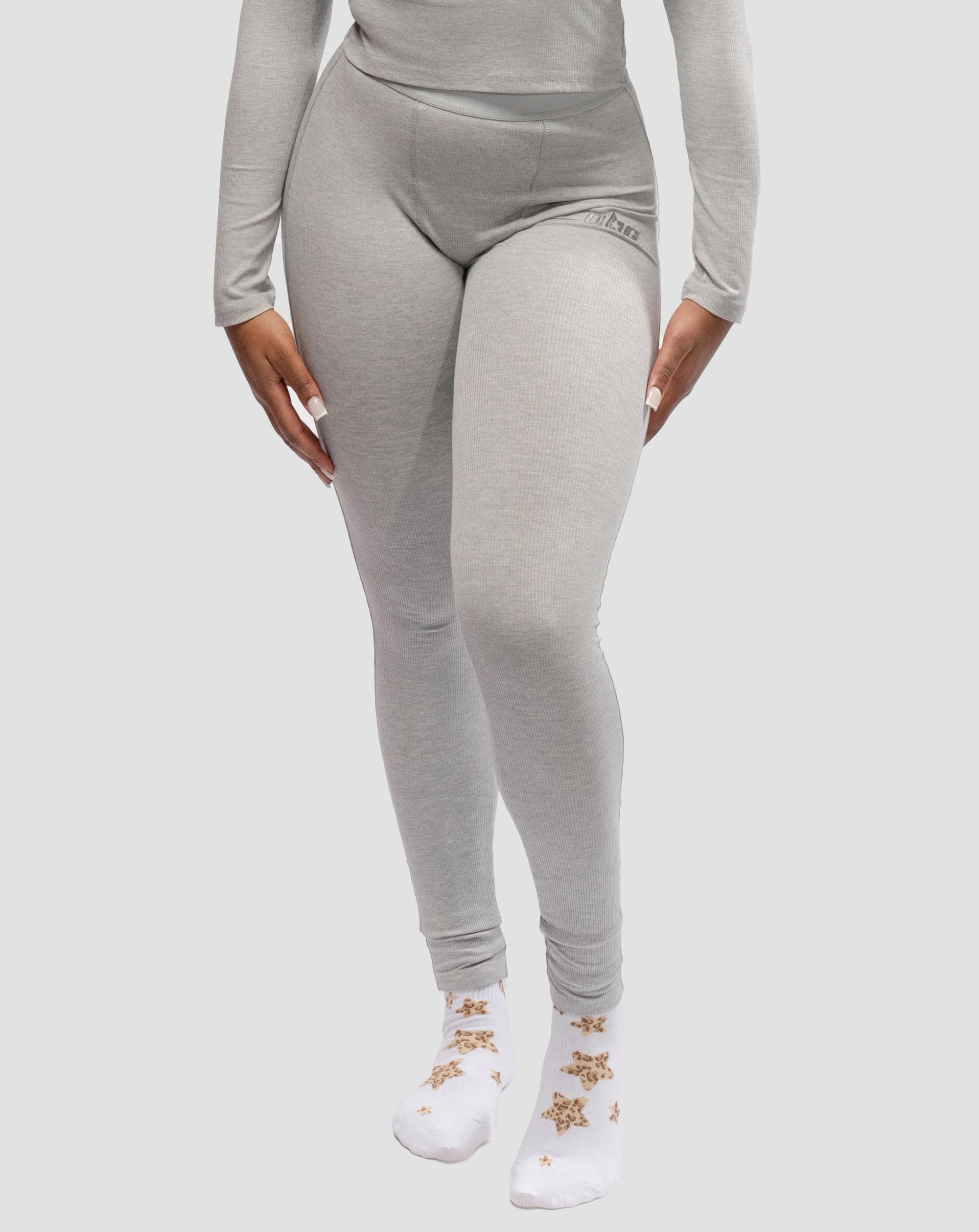 Baddie Ribbed Basics Grey Pants