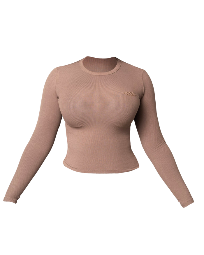 RIBBED BADDIE LONG SLEEVE (CHOCOLATE)