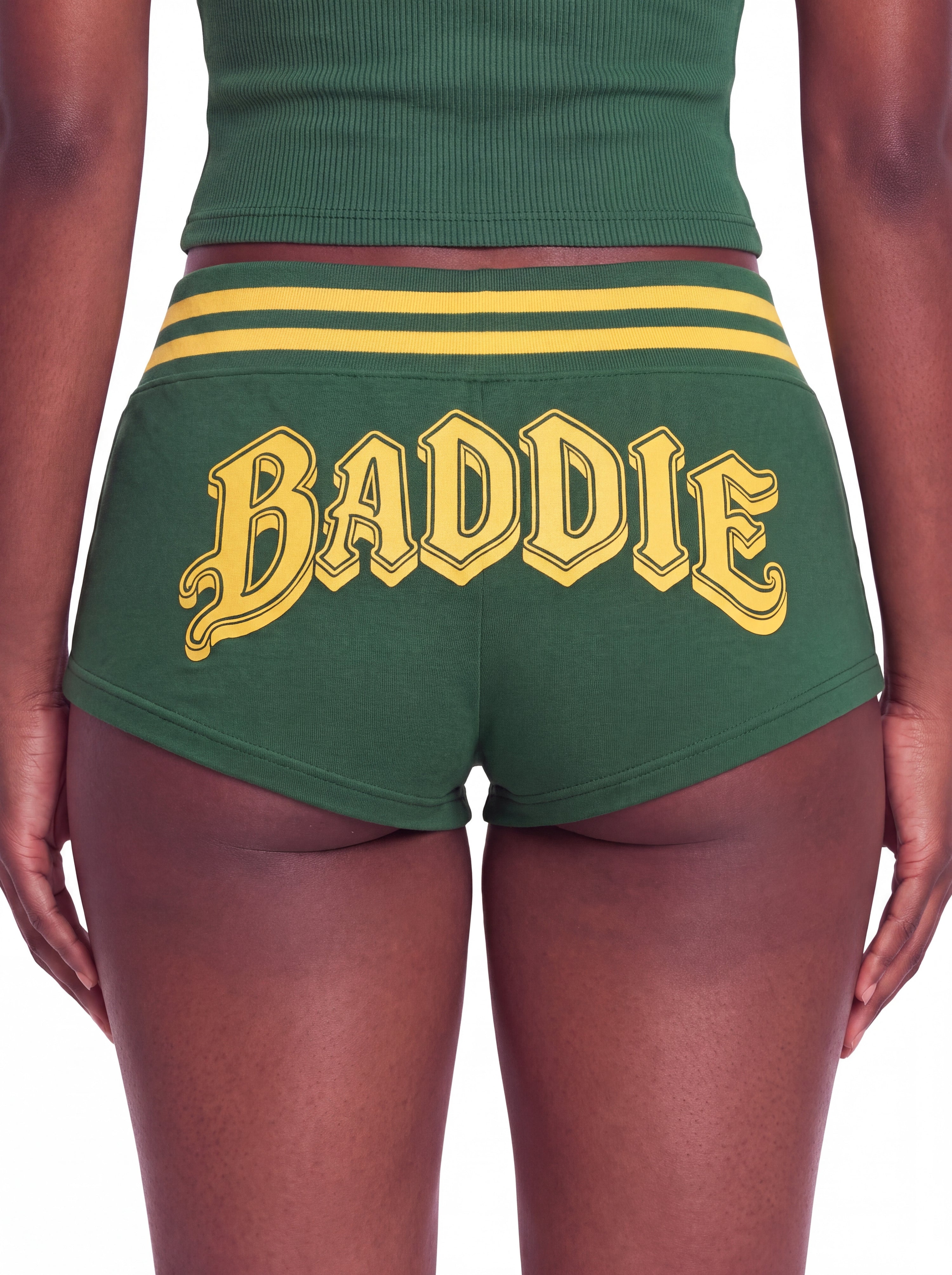 Bottega Green Ribbed Shorts