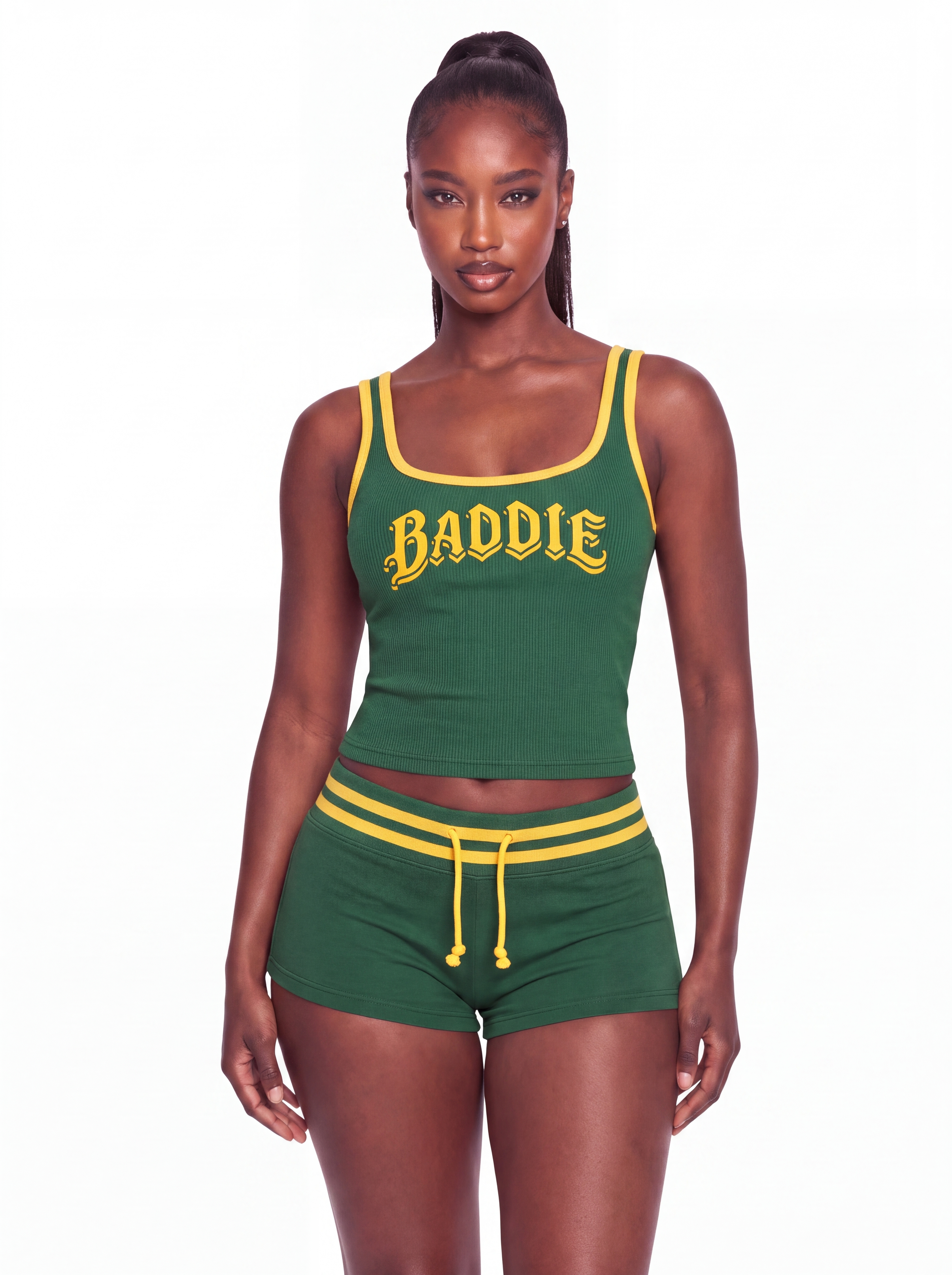 Bottega Green Ribbed Shorts